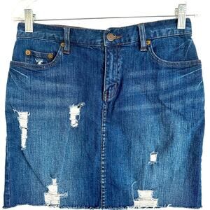 Lauren Jeans Co Ralph Lauren LRL Raw edge Distressed mini-skirt Sz‎ 2